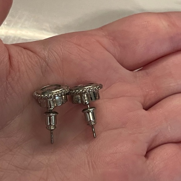 Silver Round Cz Stud Earrings - Picture 5 of 6